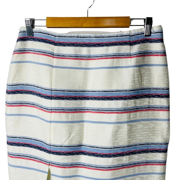 PIPER - White Red Blue Stripe Pencil Skirt Size 12 - Picture 2 of 7